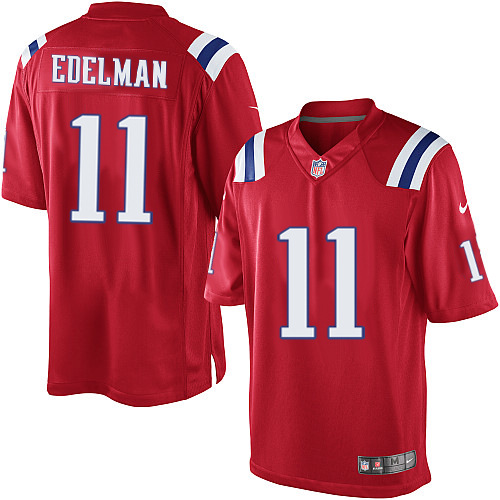 Men's Limited Julian Edelman Nike Jersey Red Alternate - #11 NFL New England Patriots